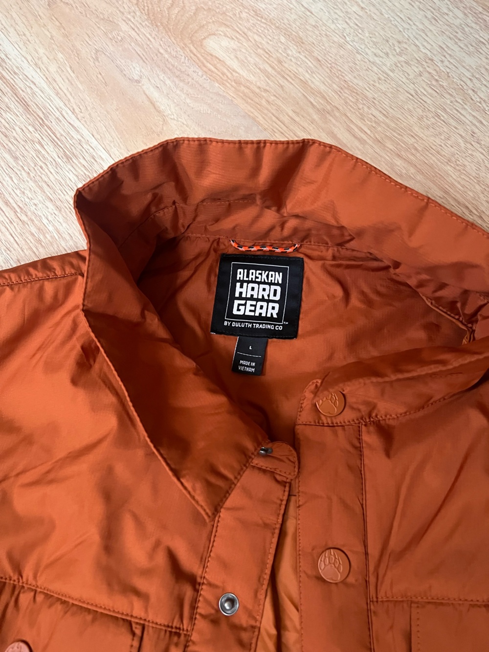 Men’s Rust Orange Puffer Jacket - Picture 3 of 4